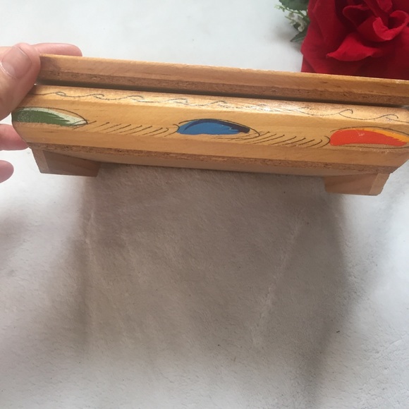 Vintage Decorated Wooden Trinket Jewelry B… - Picture 9 of 10